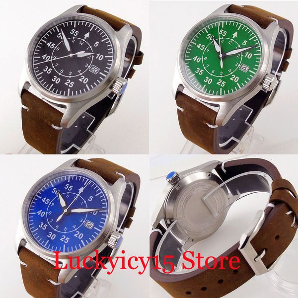 

japan 200m waterproof self winding men clock nh35a movement c3 green lighter dial sapphire crystal born 39mm case, Slivery;brown
