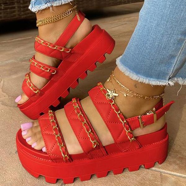 

summer shoes woman flat platform sandals women soft leather casual open toe gladiator wedges thick bottom 2021, Black