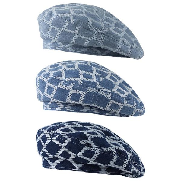 

berets denim casual women beret hat classic french style 56-58cm cabbie beanie girl flat driving travel street stretchy head warmer, Blue;gray