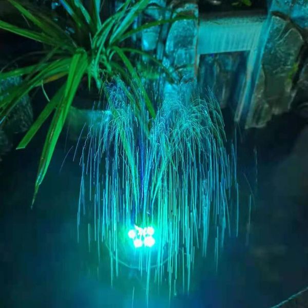 

3.8w 2200 mah solar fountain pump colorful led lights swimming pools with 6 nozzles ip68 waterproof garden decoration decorations