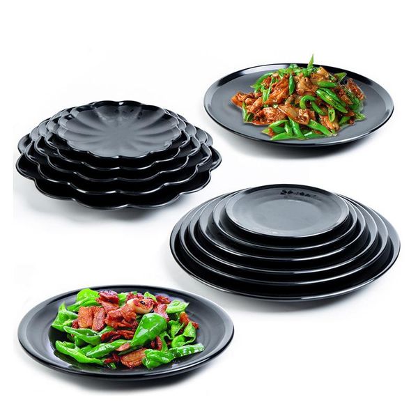 

dishes & plates vacclo 1pc melamine round black sakura plate porcelain imitation frosted beef sushi dish kitchen snack eco-friendly tablewar