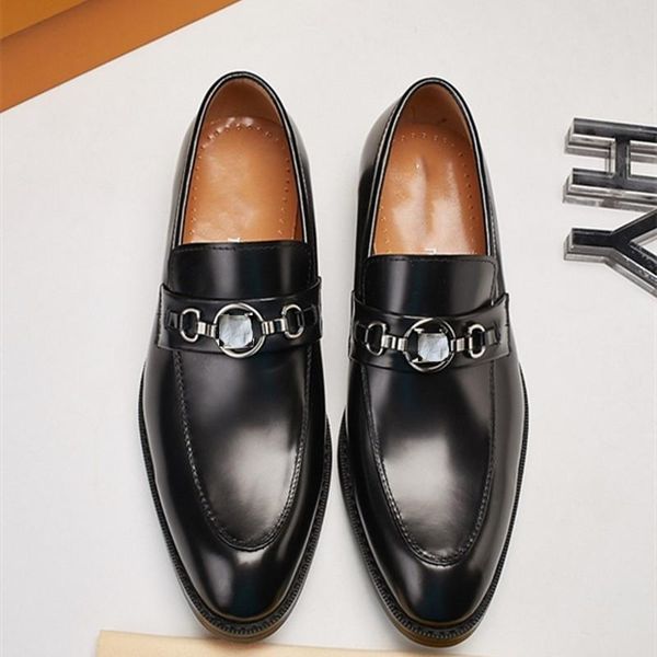

a4 men's dress shoe fashion elegant formal wedding shoes designer men slip on office oxford shoes for men luxury shoe 38-45, Black