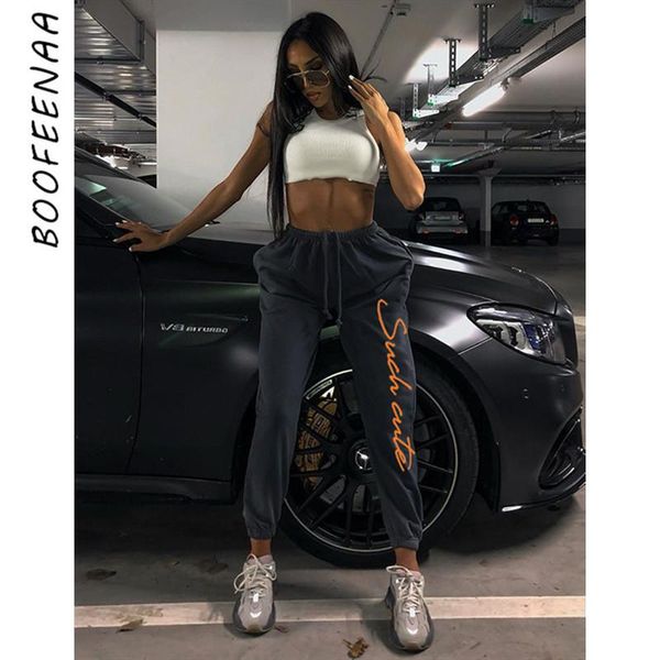 

women's pants & capris boofeenaa high waist letter embroidery casual sweatpants streetwear joggers women fashion hip hop trousers sprin, Black;white
