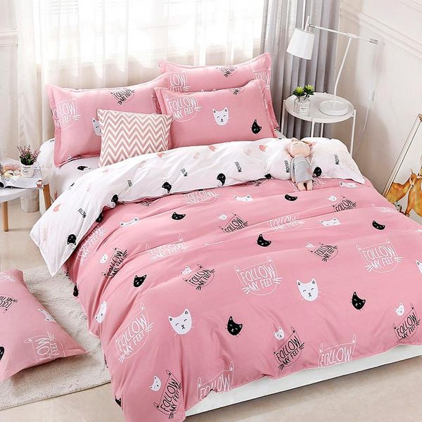 

bedding sets solstice home textile duvet cover sheet pillow case lovely pink cat kitty set girls kid teen woman bed linens bedclothes