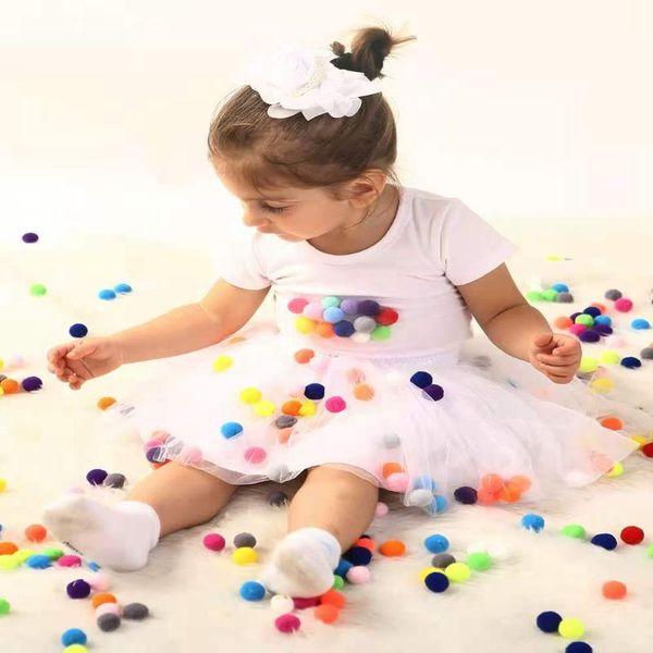 

summer baby multilayer tulle tutu skirt colorful pom princess mini dress children clothing pettiskirt girl clothes skirts, Blue