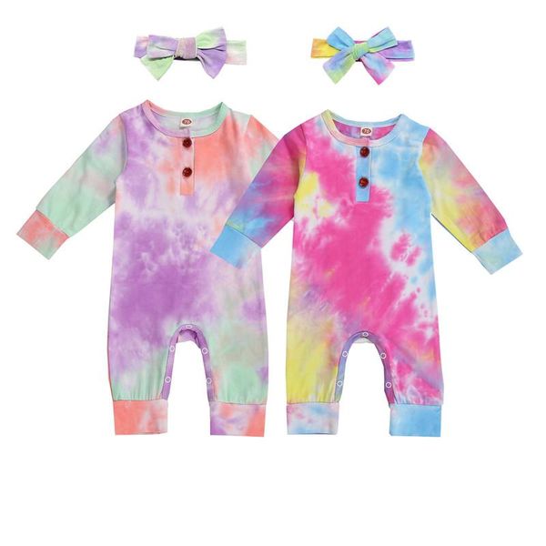 

jumpsuits infant born baby girls boys tie-dye romper fashion long sleeve colorful spring autumn clothing cotton outfits, Blue