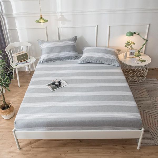 

sheets & sets stripe print fitted sheet for single double bed kids adults 100% cotton (no case) xf749-28