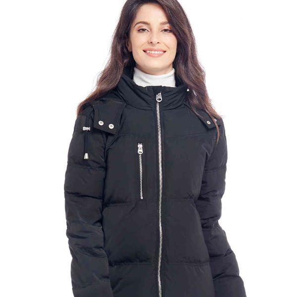 

wholale women's down et with faux fur trim hood, Black