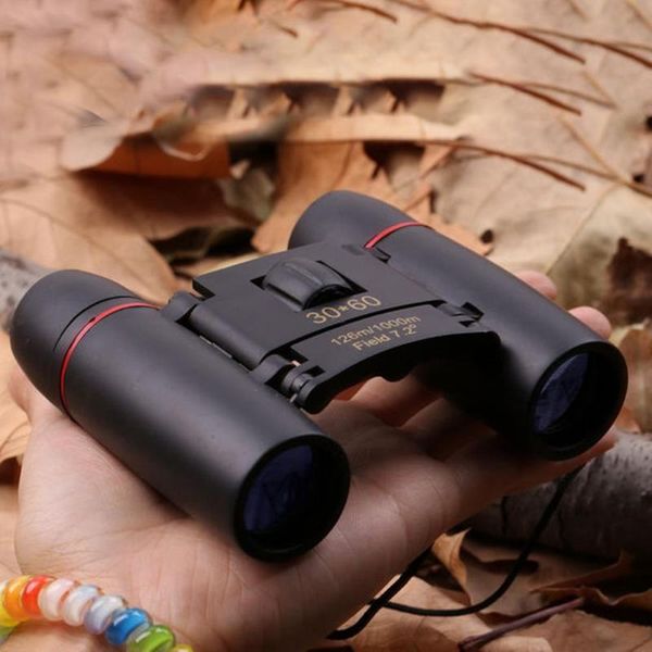 

telescope & binoculars pocket mini double tube day night vision 30 x 60 zoom compact foldable for hiking hunting - ice blue