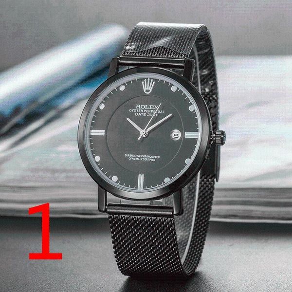 

wristwatches fashion men's luxury designer watch quartz classic black steel band calendar business brand gifts 096, Slivery;brown