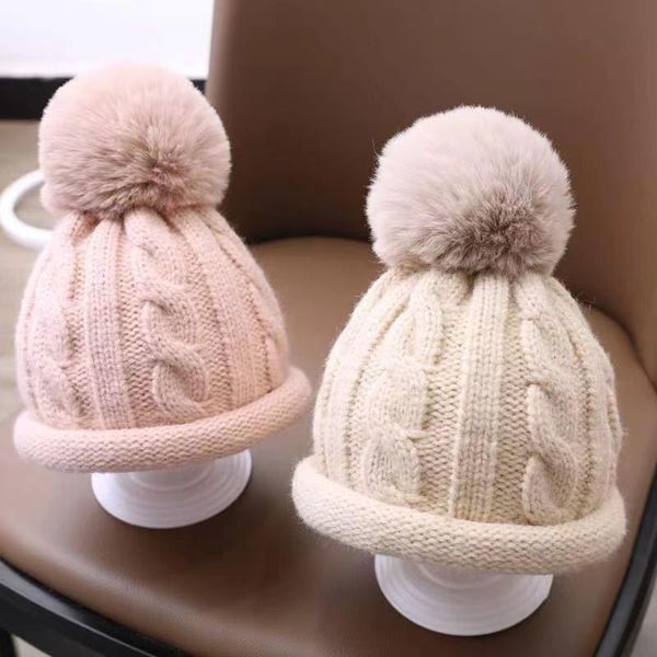 

caps & hats kids fashion boys girls knitted cute ball thick hat baby lovely accessories children's solid knitting, Yellow