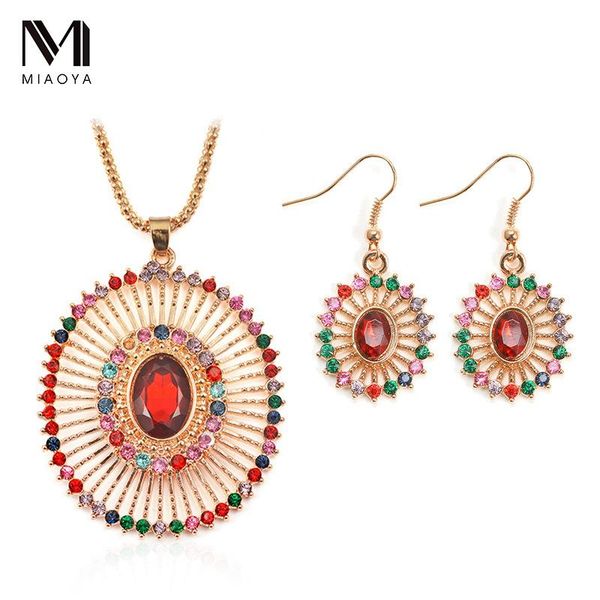 

earrings & necklace bohemian earring combination exquisite exaggerated gem set, Silver