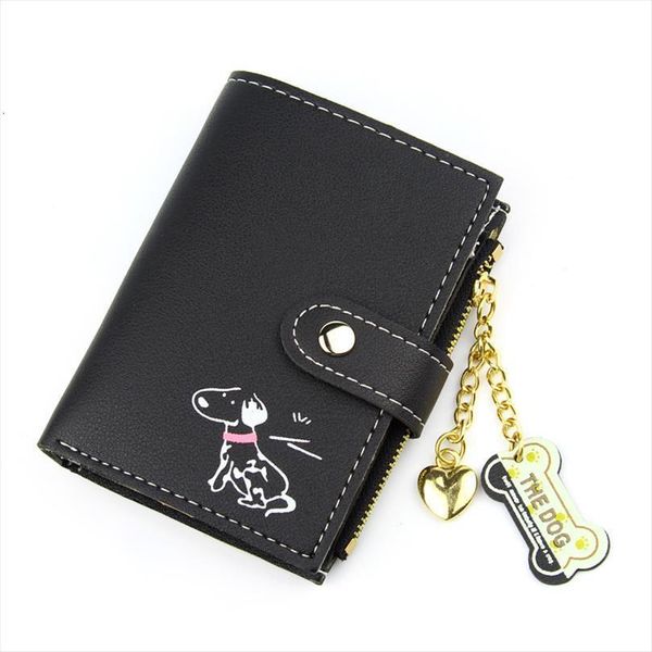 

women wallets brand design cartoon dog hasp lady purses cards holder zipper coin purse short bags girls heart wallet pouch, Red;black