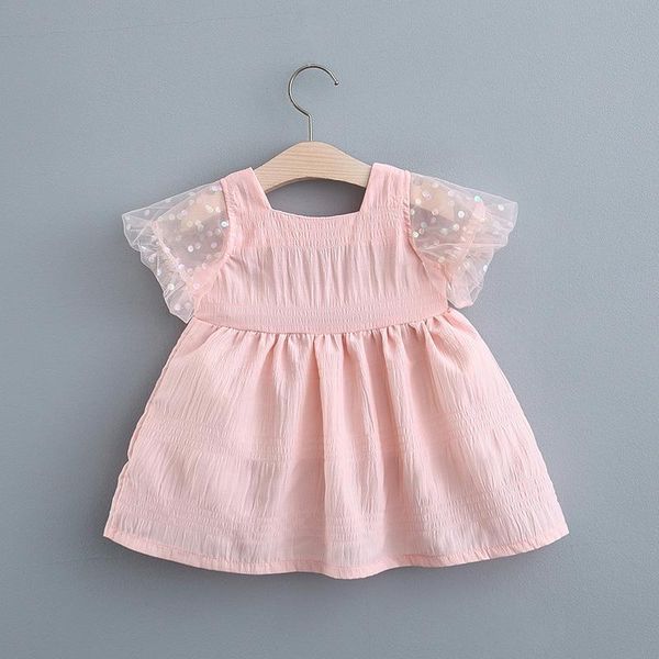 

keelorn baby girls dress toddler girl solid summer princess vestidos lace sleeve infant holiday casual clothing girl's dresses, Red;yellow