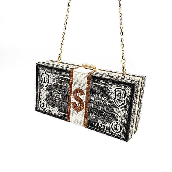 

bag showecomfort01 no usa gift shipping box women evening party stack of funny money purse crystal cross body cash dollar bill bag q1113