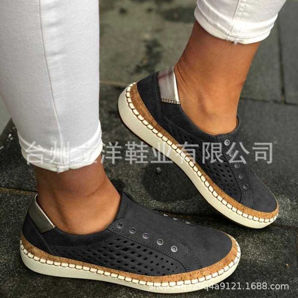 

shoe Casual shoes 2020 single hollowed out board flat bottom elastic band set foot large casual women's 4M2K 5HG9, Red