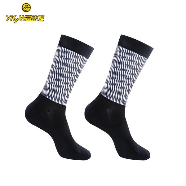 

sports socks ykywbike 2021 breathable antifungal anti slip cycling men bike sock compression bicycle outdoor running sport, Black