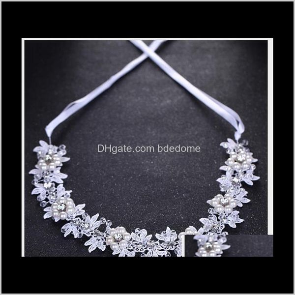 

jewelry drop delivery 2021 bride fairy ribbon handmade pearl hair ornament wedding dress seaside studio po aessories cvaxq, Slivery;golden