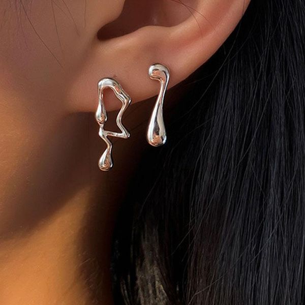 

stud fashion silver color pin music symbol irregular asymmetric geometric water drop earrings for women trendy girls ear jewelry, Golden;silver