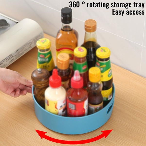 

kitchen storage & organization multifuncti rotating tray containers spice plate snack fruit handle make organizer seasoning