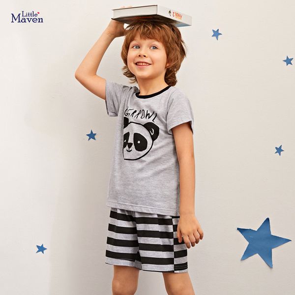 

little maven children suit summer new short sleeve boys' cotton, White