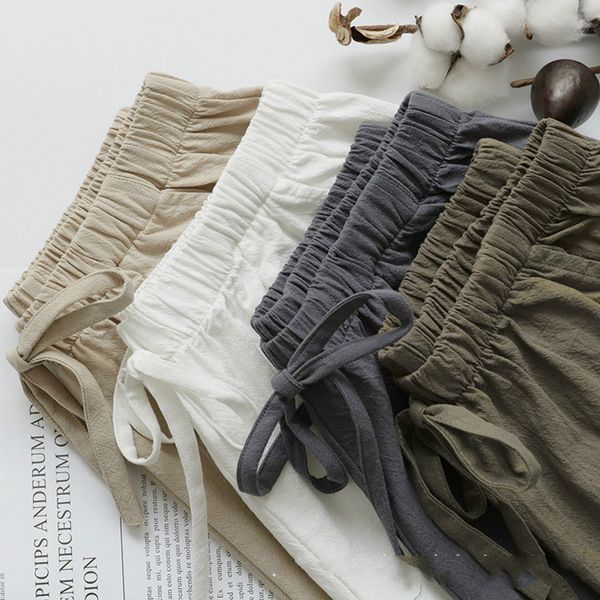 

shorts summer casual cotton linen women plus size high waist fashion short pants streetwear women's shorts, White;black