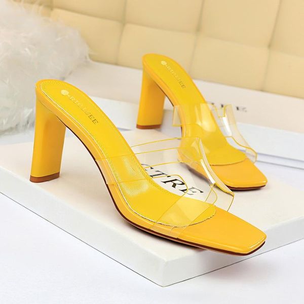 

anance 2021 summer slippers mature simple women shoes personality high heel female thick novelty ladies sandals, Black