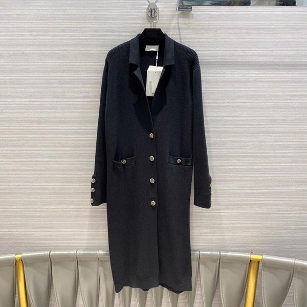 

women's knits & tees high-end autumn winter long cardigans women knit sweater fashion solid color lapel single breasted cotton cashmere, White