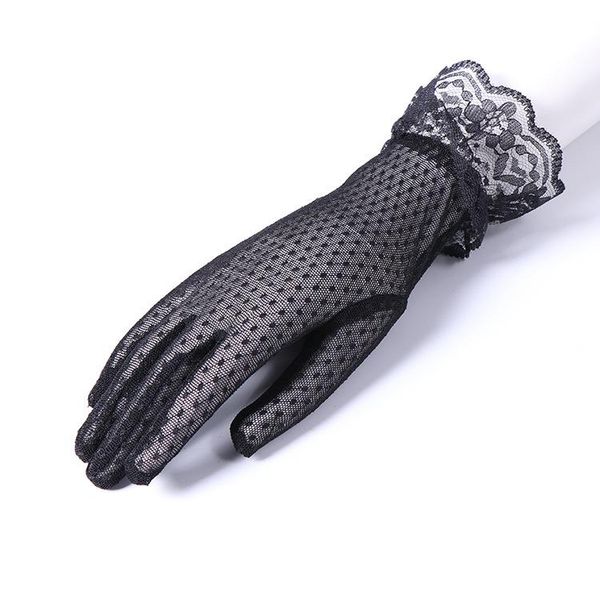 

bridal gloves 4pc/ lot black lace short finger mesh lady girl dance performance driving, White