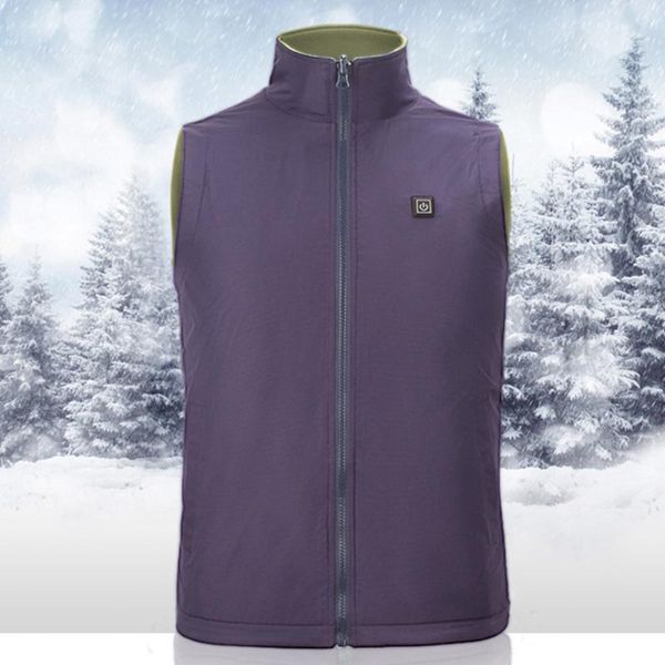 

gym clothing adjustable temperature winter jacket waistcoat solid usb charging stand collar gift men women vest electric heating, White;black