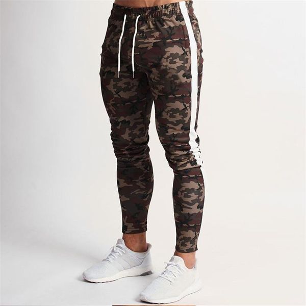 

men's pants jogging 2021 camouflage stitching quality fitness bodybuilding casual sports trousers, Black