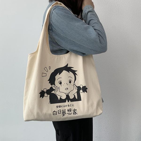 

evening bags women canvas dreamer print shopping bag ladies cotton cloth shoulder eco handbag foldable shopper tote for girl 2021