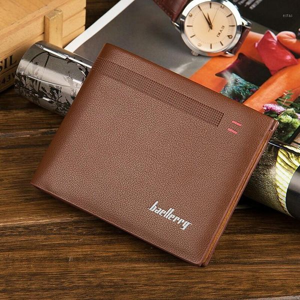 

wallets men's pu leather wallet soft money clip short with id window portable coin pocket male wb1201, Red;black