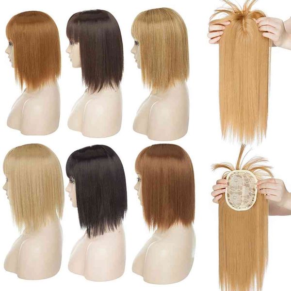 HAIRRO 11ch Estensione diritta con frangia Clip sintetica in 16 colori in pezzi di capelli per le donne
