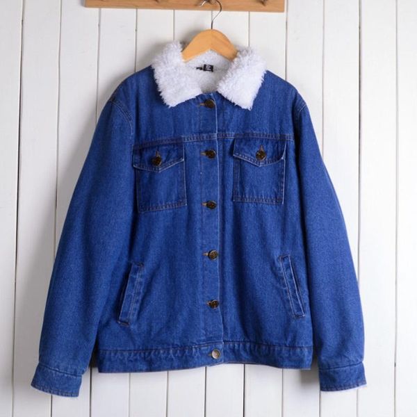 

women's jackets denim jacket with fur for women blue autumn winter fashion 2021 warm jeans female ladies faux coat dd1635, Black;brown