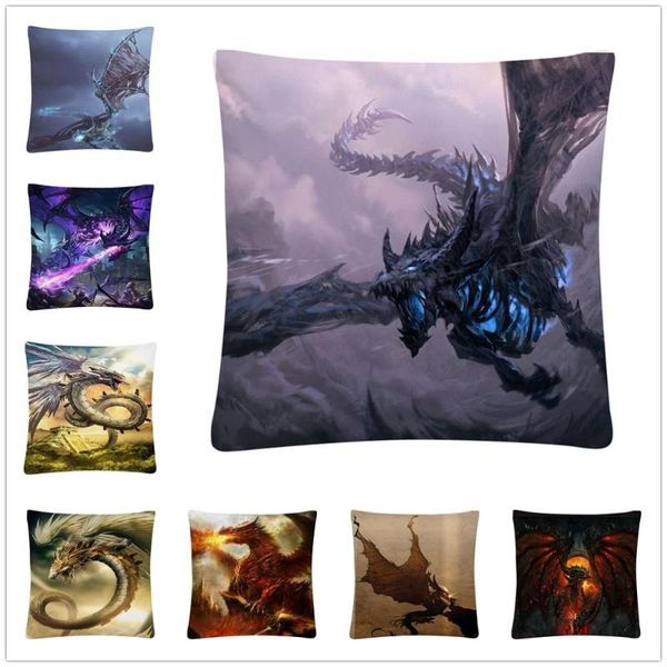 

cushion/decorative pillow western dragon cartoon pattern soft short plush cushion cover case for home sofa car decor pillowcase 45x45cm
