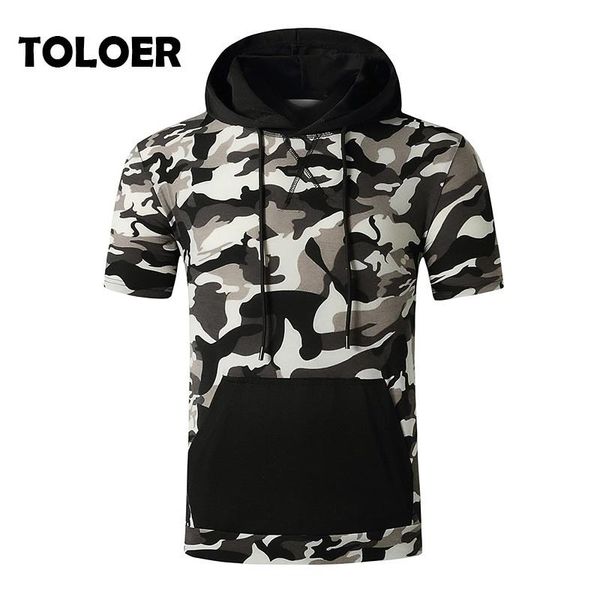 

men's t-shirts summer mens camouflage tactical short sleeve casual military tshirt big pocket shirts male hip hop loose hooded tees shi, White;black