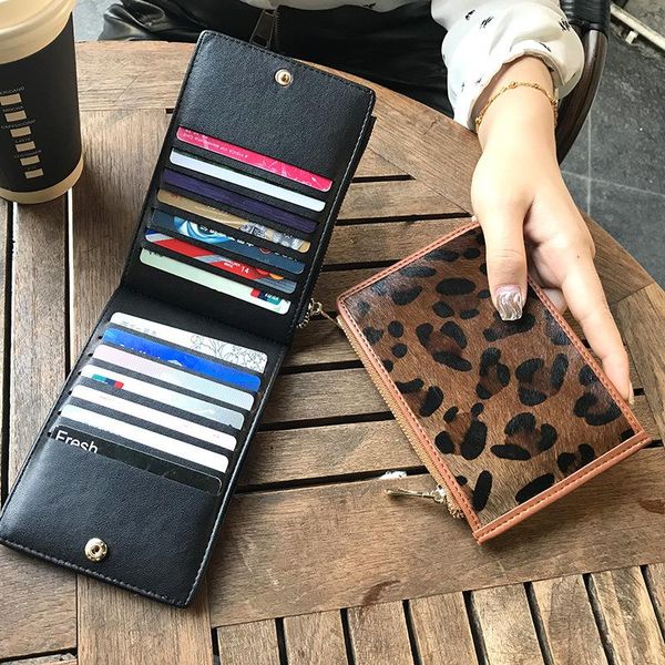 

card holders large capacity horsehair female ultra-thin exquisite high-grade purse 2021 fashion keeps the, Brown;gray