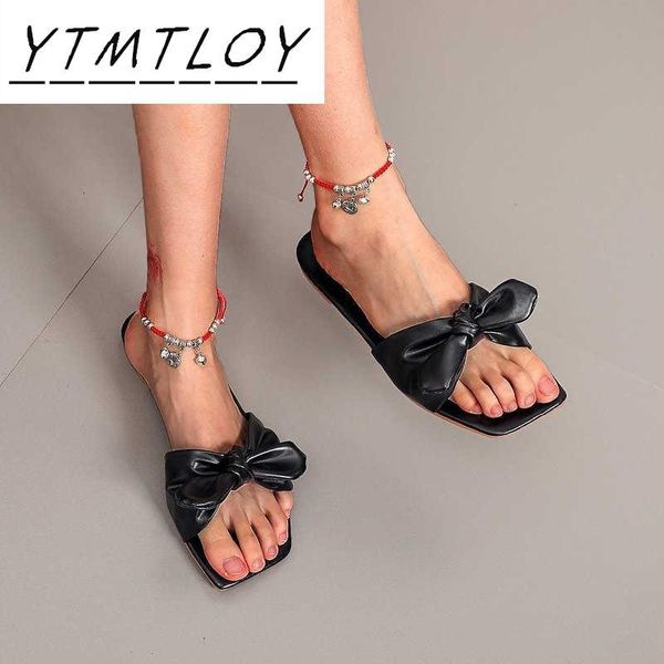 

arrivals ladies fashion flat sandals beach bow slippers shoes, Black