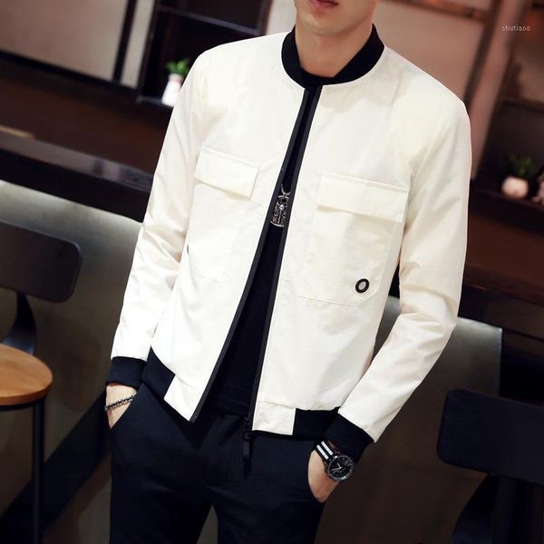 

men's jackets hoo 2021 spring tide cultivate one's morality handsome young baseball uniform splicing thin casual jacket, Black;brown