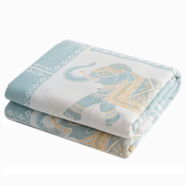 

blankets two layer 100% cotton muslin blanket summer breathable soft sofa throw home decor cartoon animals print bed cover sheet