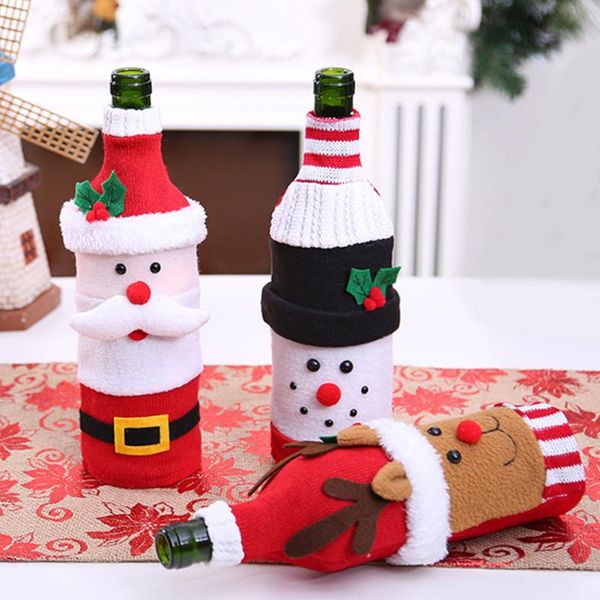 

gift wrap 1 pc christmas bottle bag wine set doll old man snowman elk red ornament