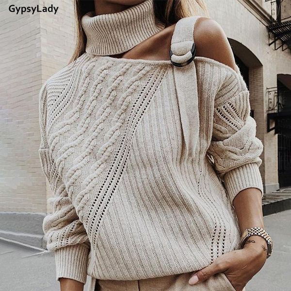 

women's sweaters gypsylady super chic women autumn winter off shoulder sweate cable knitted hollow out long sleeve laides sweater, White;black