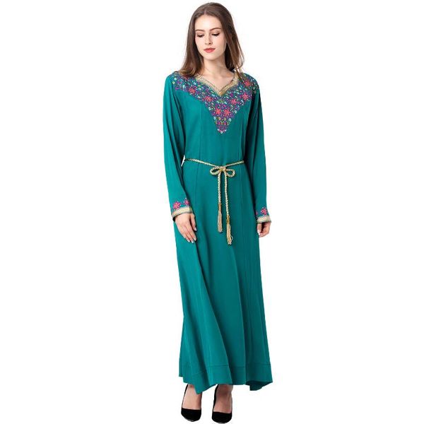 

ethnic clothing 2021 muslim long dress ramadan gown saudi arabia middle east ladies sleeve temperament european abaya, Red