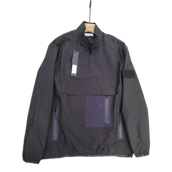 

light and thin versatile solid color men's jackets breathable mesh motion outerwear multi pocket stand collar couple coats fashion, Black;brown