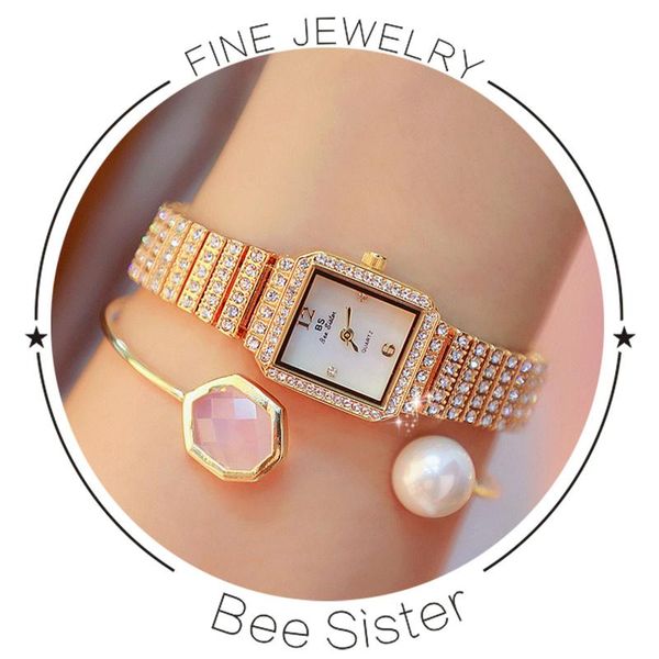 

wristwatches rose gold water resistant women's watch full diamond ladies designer watches for woman luxury fashion brand elegant hand, Slivery;brown