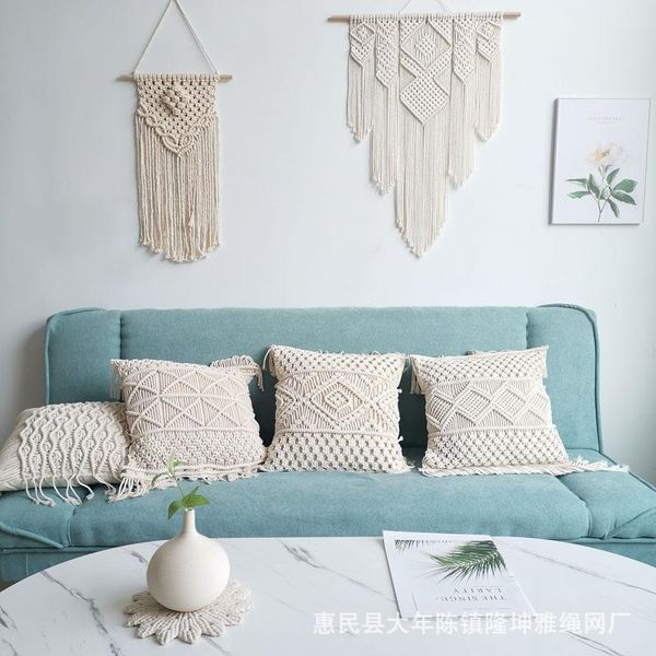 

cushion/decorative pillow cushion covers cotton linen macrame hand-woven thread geometry boho pillowcase home living room decor 45x45cm
