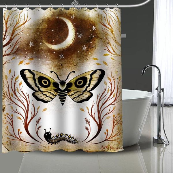 

shower curtains gothic moth custom pattern polyester bath curtain waterproof geometric screen printed for bathroom