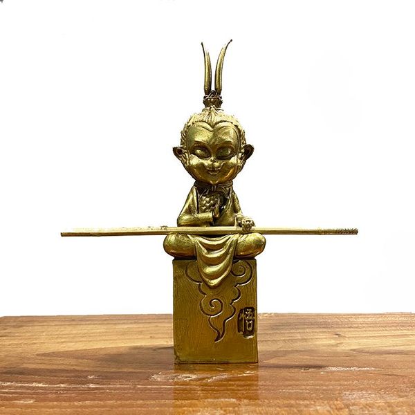 

decorative objects & figurines consecrated retro brass statue of monkey king chinese legend fighting buddha home decor feng shui ornaments g