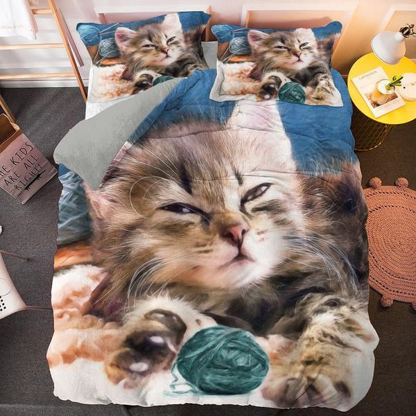 

bedding sets cute cat pets flower print design set soft microfiber duvet cover with 1/2pcs pillowcase lovely gift for boy girl